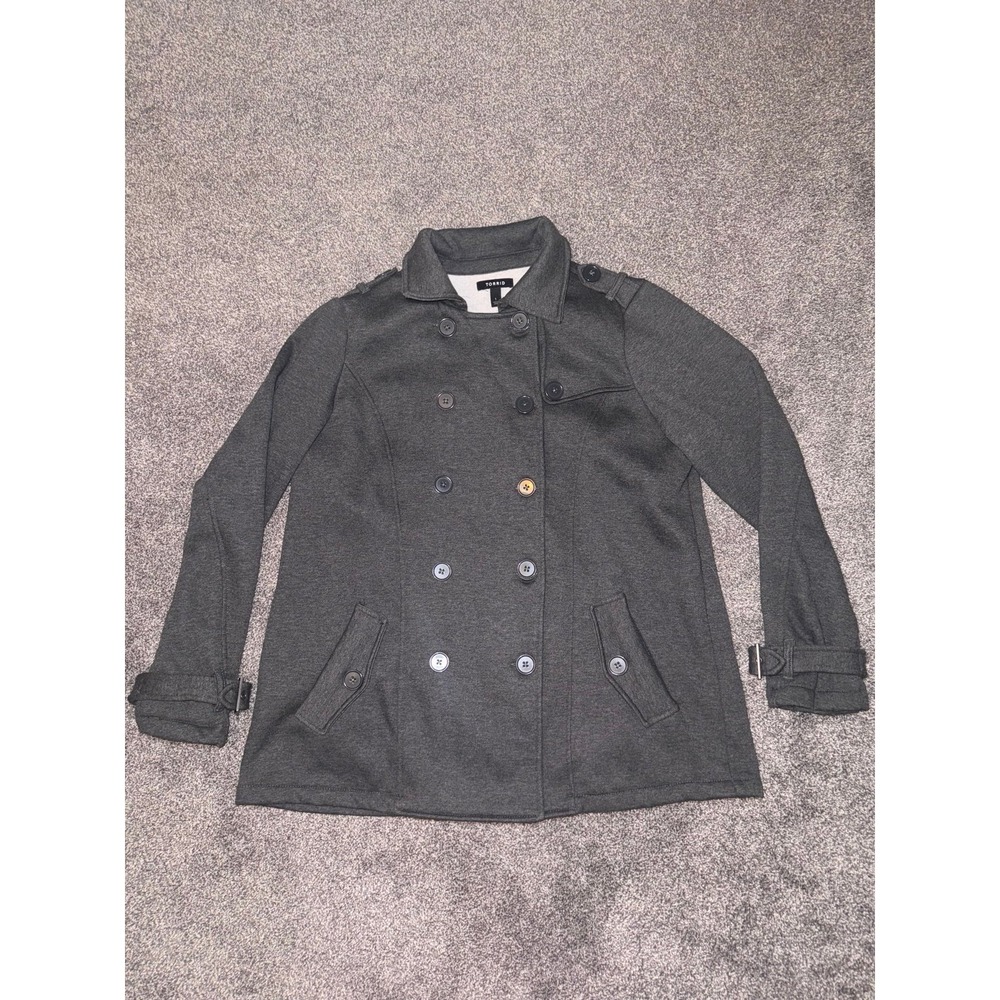 Torrid Women's‎ Charcoal Heather Gray Peacoat Jacket - Size 1 - 1X